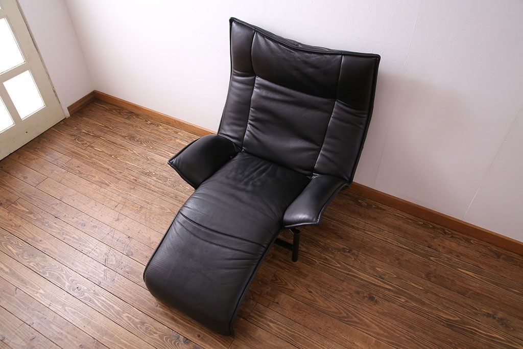 中古　Cassina(カッシーナ)　VERANDA(ヴェランダ) 黒革　1Pソファ(定価約80万円)