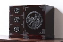 中古美品　欅産業　KM-12D　仙台民芸小箪笥(帳箱、船箪笥、舟型三つ抽箪笥)
