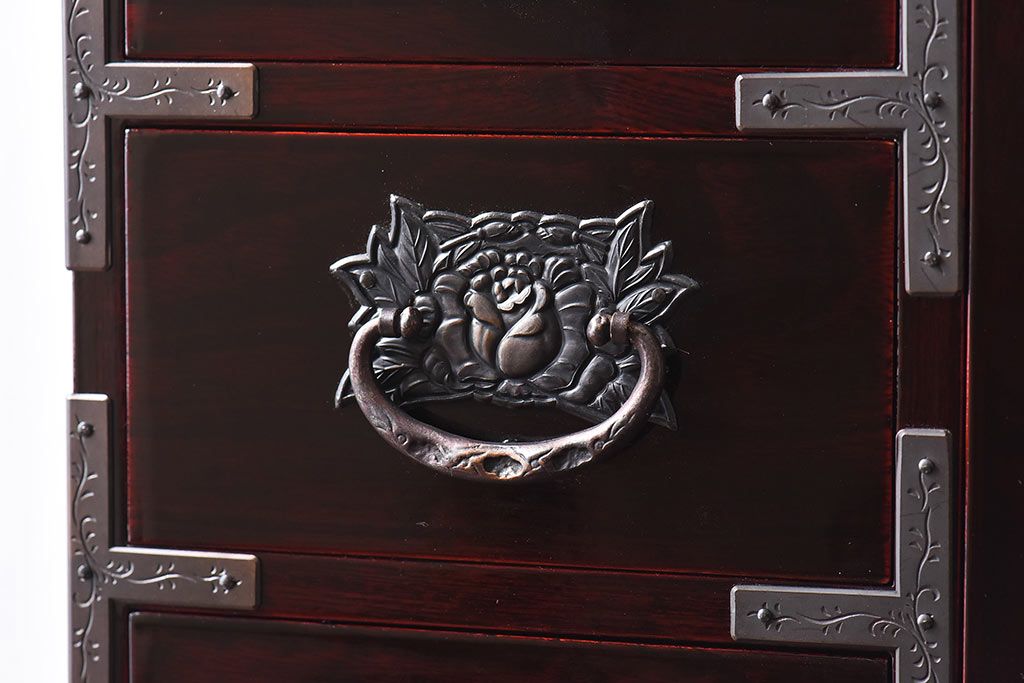 中古美品　欅産業　KM-12D　仙台民芸小箪笥(帳箱、船箪笥、舟型三つ抽箪笥)