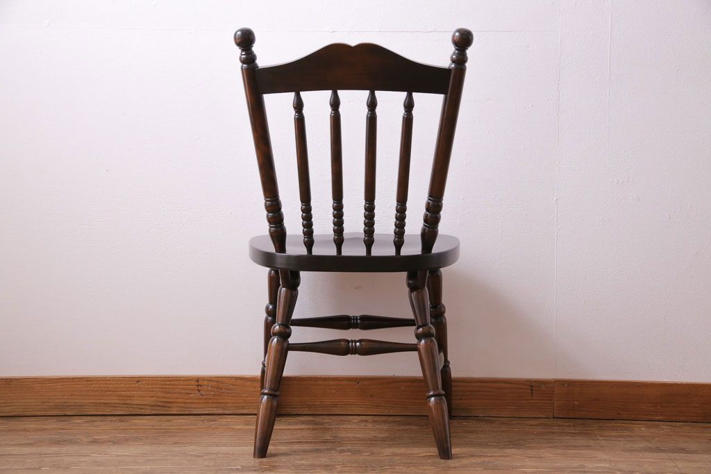 中古美品　北海道民芸家具　HM626 挽き物装飾が美しいウィンザーチェア(椅子、ダイニングチェア、ワークチェア、ウインザーチェア)(定価約7万円)(1)