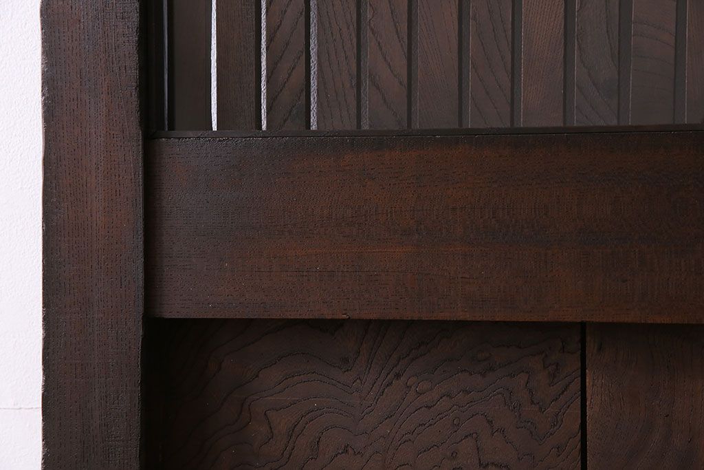 和製アンティーク　総ケヤキ材　堂々とした佇まいの富山蔵戸(引き戸、建具、玄関戸)