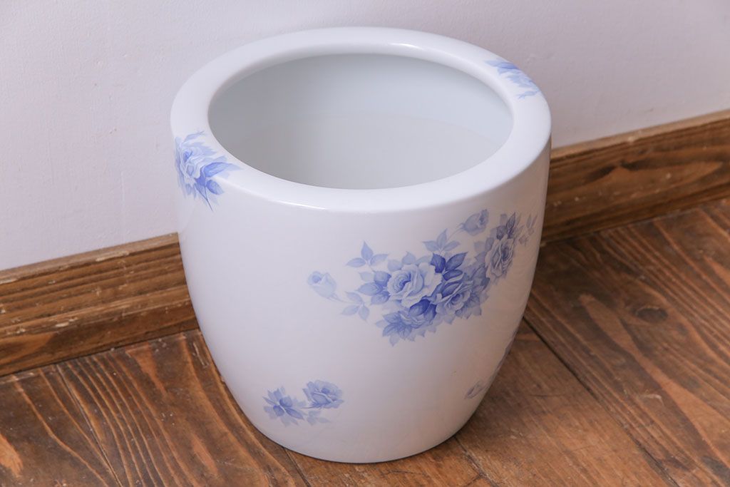 ☆1938年日陶則武ノリタケ NORITAKEブルーローズ 火鉢 花植木鉢