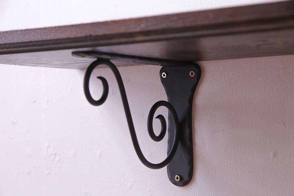 ラフジュ工房オリジナル　曲線のブラケットが上品なウォールシェルフ(壁掛け飾り棚、ウォールラック、ウッドシェルフ)