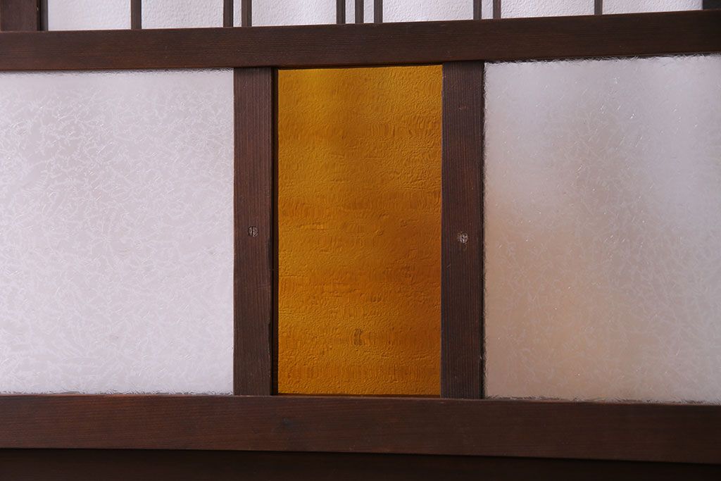 大正ロマン　変わり型の格子が上品な雰囲気のガラス戸(引き戸、建具)2枚組