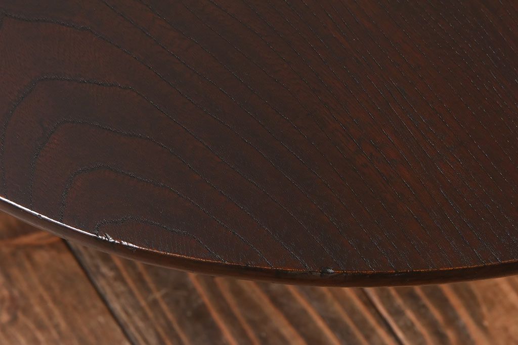 レトロ家具　昭和レトロ　栓材　渋みのある懐かしい雰囲気の丸ちゃぶ台(座卓、ローテーブル)