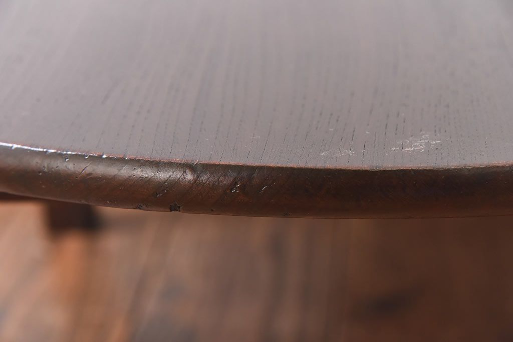 レトロ家具　昭和レトロ　栓材　渋みのある懐かしい雰囲気の丸ちゃぶ台(座卓、ローテーブル)