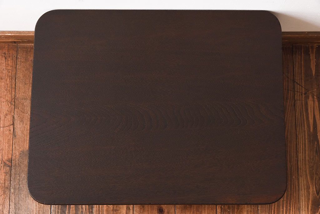 レトロ家具　昭和レトロ　栓材　力強い木目と深い色合いの角ちゃぶ台(座卓、ローテーブル)