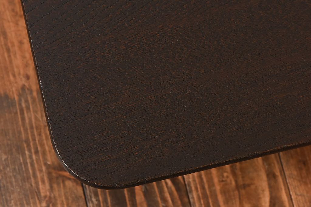 レトロ家具　昭和レトロ　栓材　力強い木目と深い色合いの角ちゃぶ台(座卓、ローテーブル)