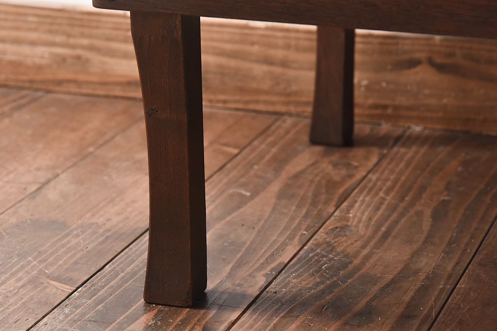 レトロ家具　昭和レトロ　栓材　力強い木目と深い色合いの角ちゃぶ台(座卓、ローテーブル)