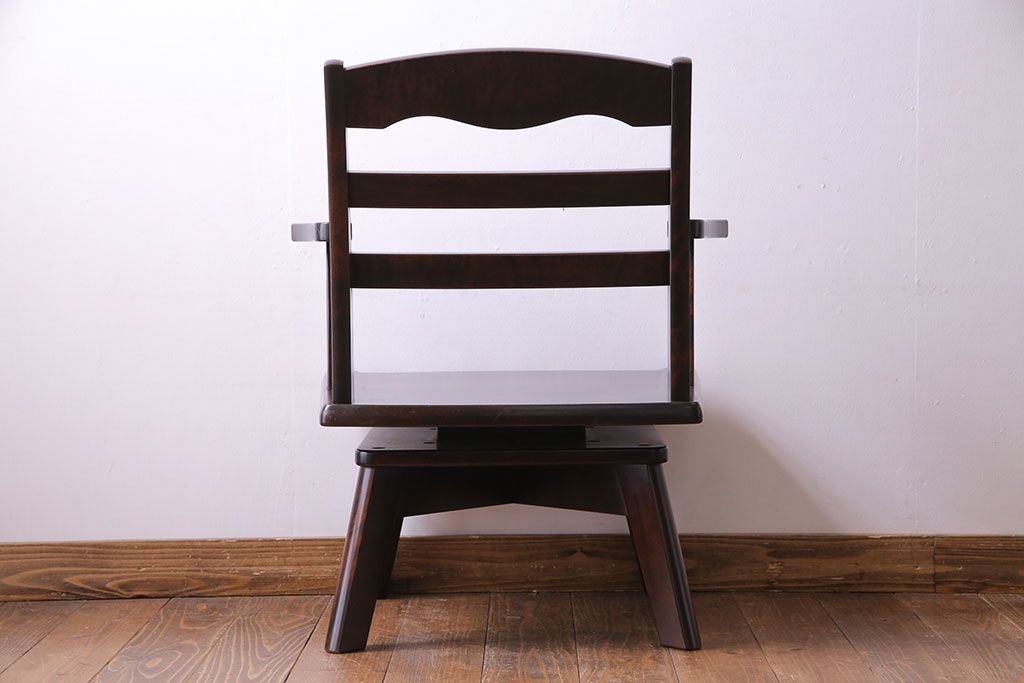 中古　北海道民芸家具　#697　落ち着きのある高座椅子(回転イス、ダイニングチェア)(3)
