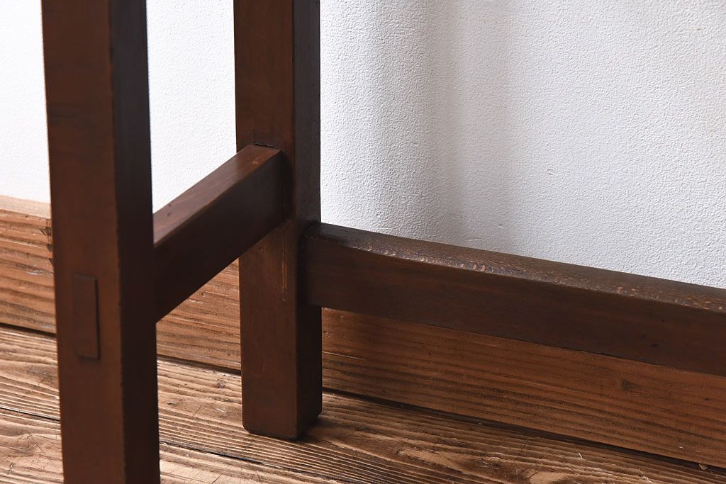 レトロ家具　昭和レトロ　ナラ材・ブナ材　味わいのある木味が魅力の薄型の平机(コンソールテーブル、サイドテーブル)(1)