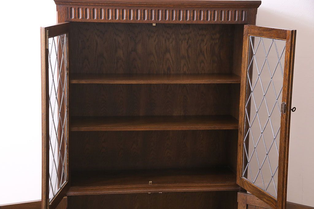 中古 イギリス家具 上品なアンティーク調のブックケース(キャビネット、本箱、収納棚) | ラフジュ工房