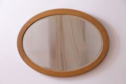 アンティーク雑貨　昭和レトロ　象嵌入り　あたたかな印象の壁掛けミラー(鏡)