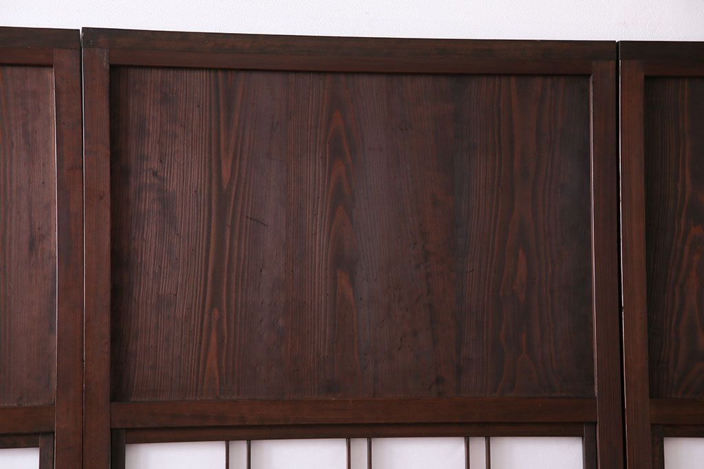 昭和初期　美品　杉材　味わい深い風合いが魅力の障子戸(引き戸、建具)4枚セット(1)
