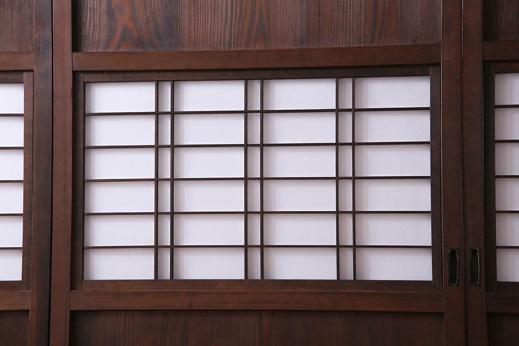 昭和初期　美品　杉材　味わい深い風合いが魅力の障子戸(引き戸、建具)4枚セット(1)