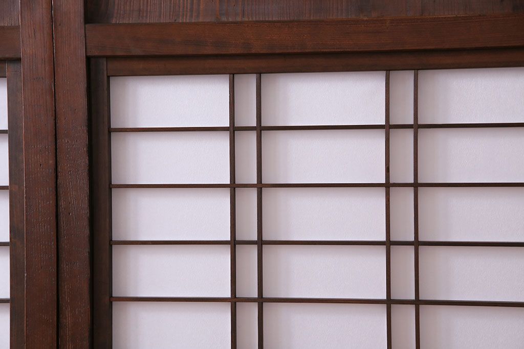 昭和初期　美品　杉材　味わい深い風合いが魅力の障子戸(引き戸、建具)4枚セット(1)