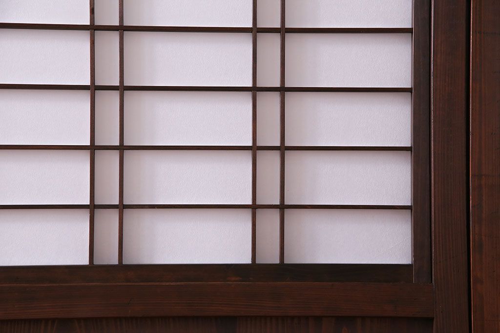 昭和初期　美品　杉材　味わい深い風合いが魅力の障子戸(引き戸、建具)4枚セット(1)