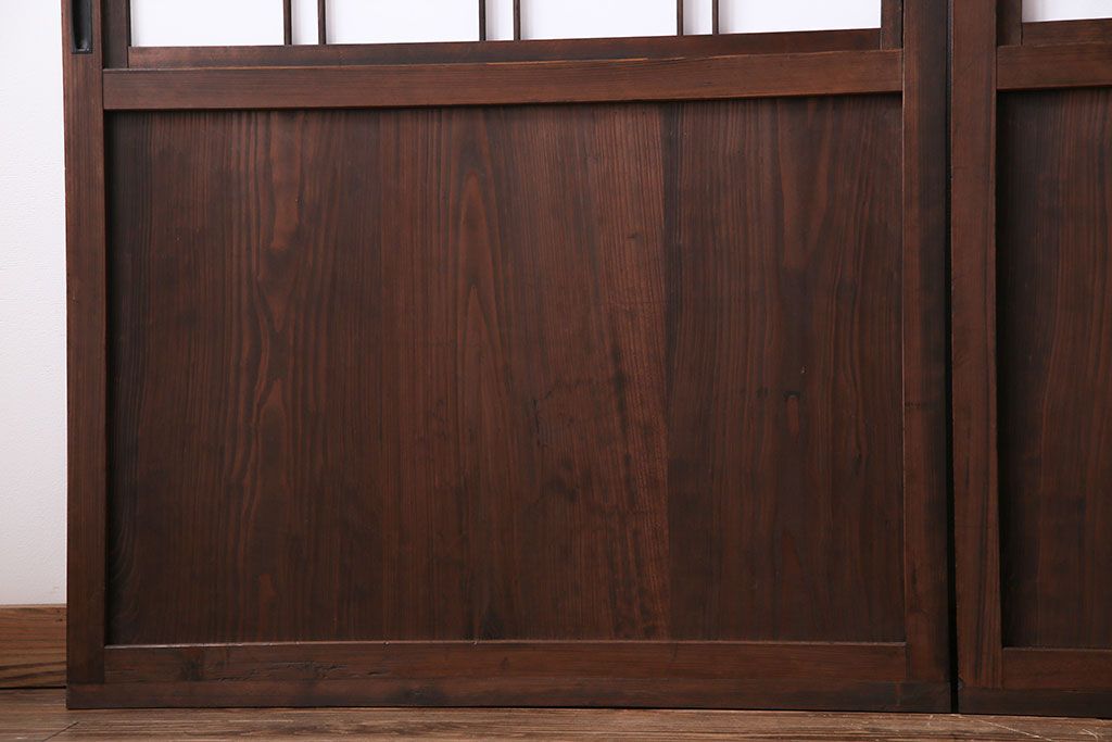 昭和初期　美品　杉材　味わい深い風合いが魅力の障子戸(引き戸、建具)4枚セット(1)