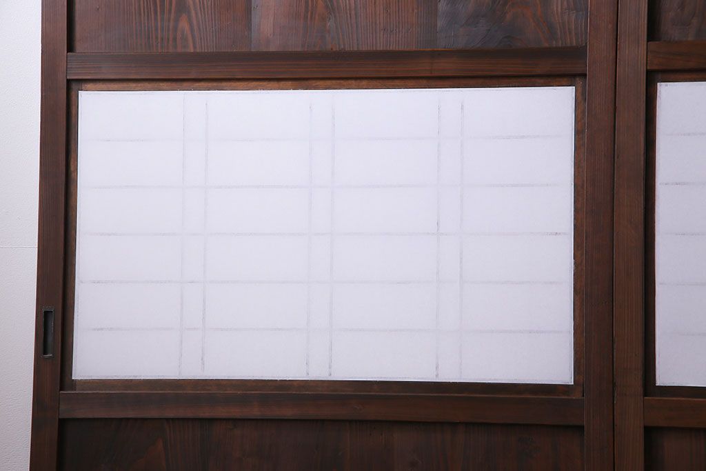昭和初期　美品　杉材　味わい深い風合いが魅力の障子戸(引き戸、建具)4枚セット(1)