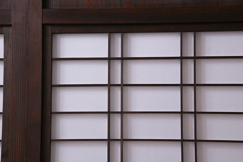 昭和初期　美品　杉材　味わい深い風合いが魅力の障子戸(引き戸、建具)4枚セット(2)