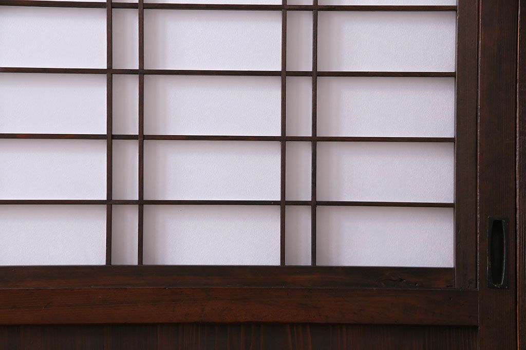昭和初期　美品　杉材　味わい深い風合いが魅力の障子戸(引き戸、建具)4枚セット(2)