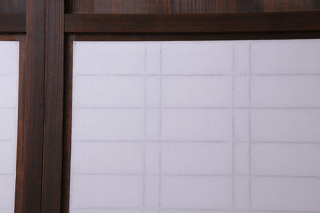 昭和初期　美品　杉材　味わい深い風合いが魅力の障子戸(引き戸、建具)4枚セット(2)