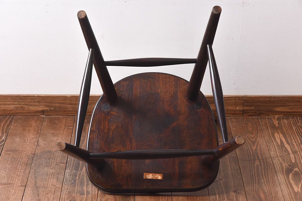 中古　松本民芸家具　シンプルで座り心地の良いNC型チェア(ダイニングチェア、椅子、板座チェア)(定価約8万円)