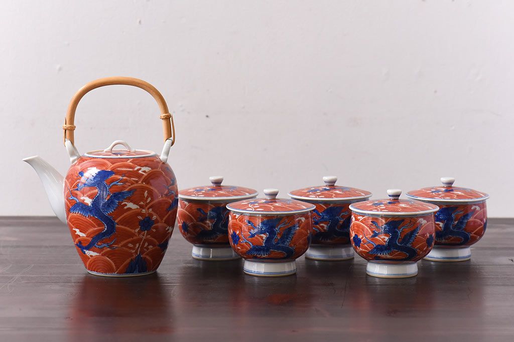 開店記念セール！ 唐草文 緑彩 館林源右衛門 有田焼 茶道具 錫口 F 共箱 茶壺 工芸品