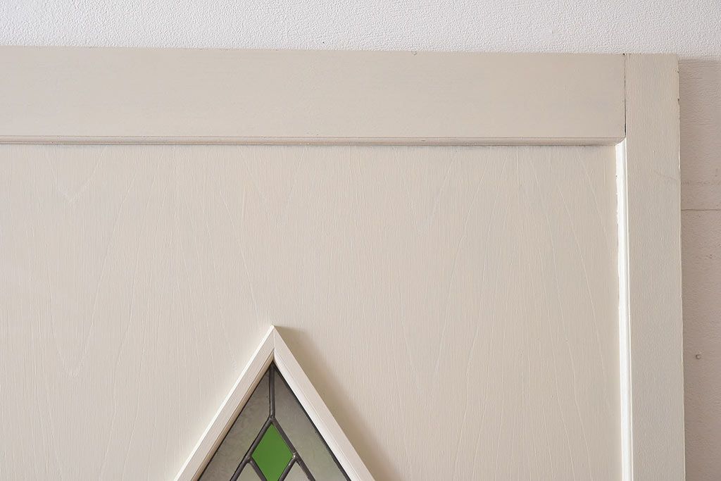 ペイント家具　ラフジュ工房オリジナルステンドグラス　結霜ガラスとステンドグラスがおしゃれな引き戸(建具)2枚セット