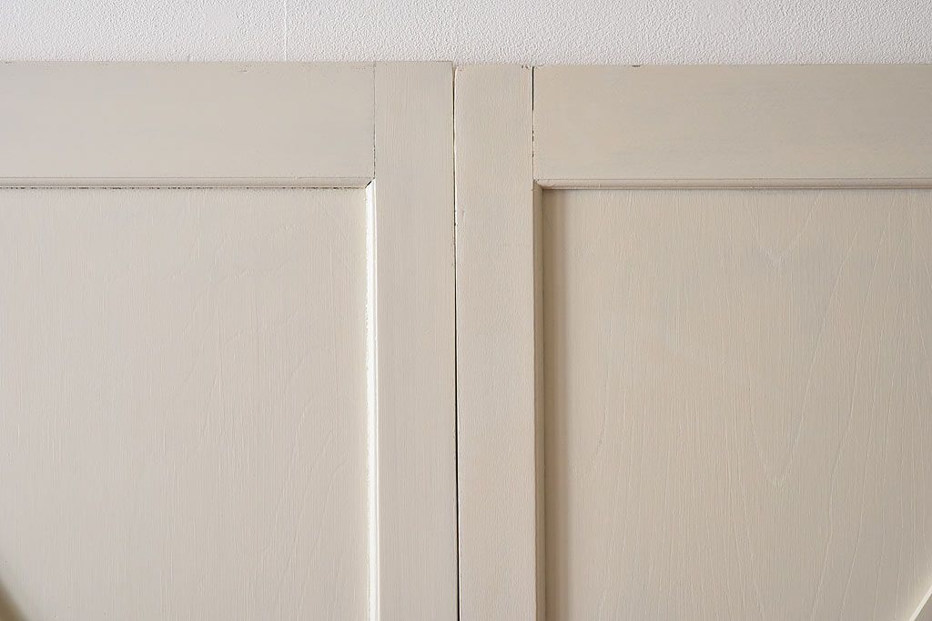 ペイント家具　ラフジュ工房オリジナルステンドグラス　結霜ガラスとステンドグラスがおしゃれな引き戸(建具)2枚セット