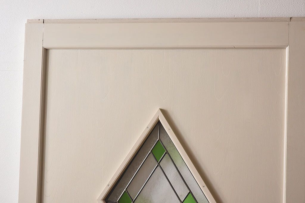 ペイント家具　ラフジュ工房オリジナルステンドグラス　結霜ガラスとステンドグラスがおしゃれな引き戸(建具)2枚セット