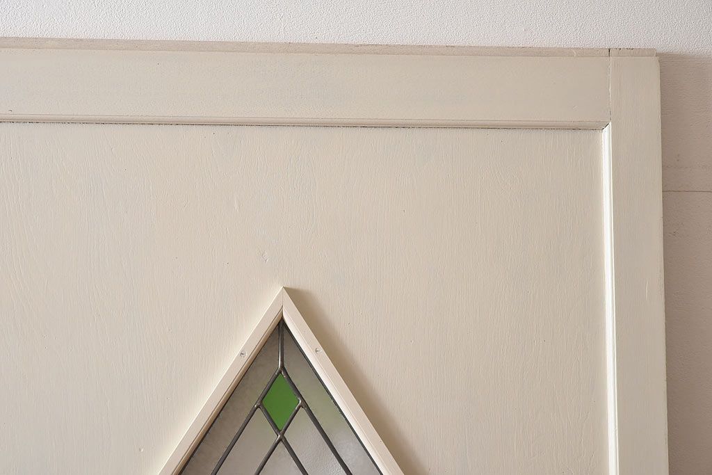 ペイント家具　ラフジュ工房オリジナルステンドグラス　結霜ガラスとステンドグラスがおしゃれな引き戸(建具)2枚セット