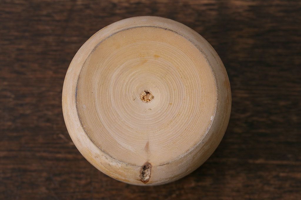 アンティーク雑貨　イギリス製　ぽってりとしたフォルムが愛らしい木製スパイスマッシャー(すり鉢)