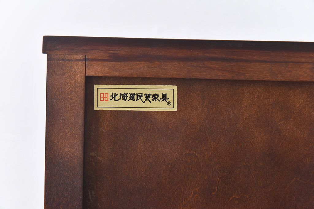 中古　北海道民芸家具　シンプルなデザインのライティングビューロー(簿記机、在宅ワーク、在宅用デスク)