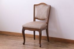 中古　イタリア家具　クラシカルなデザインの布張りダイニングチェア(椅子、ワークチェア)(1)