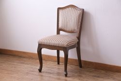 中古　イタリア家具　クラシカルなデザインの布張りダイニングチェア(椅子、ワークチェア)(3)