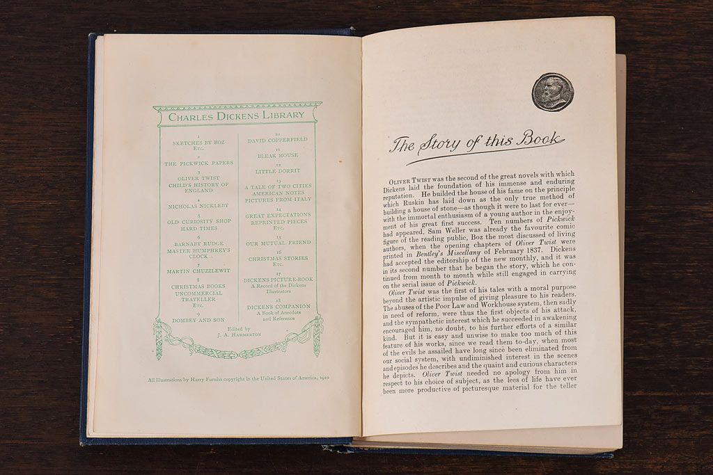 アンティーク雑貨　イギリスアンティーク　CHARLES DICKENS(チャールズ・ディケンズ)　本(洋書、英字本、小説)2冊セット(1)
