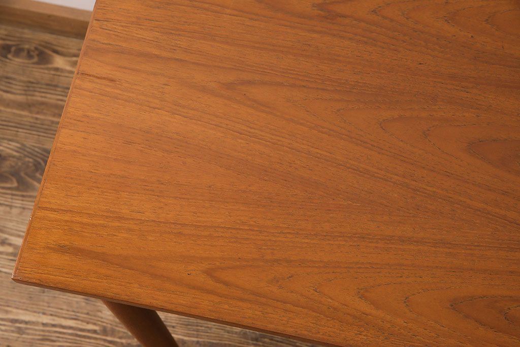 北欧家具　チーク材　スライド式の引き出しがおしゃれな片袖デスク(机、在宅ワーク、在宅用作業台)