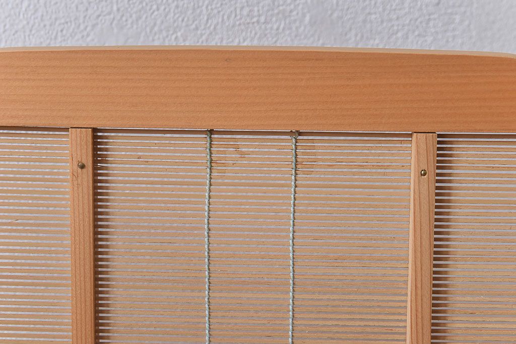 アンティーク雑貨　昭和期　竹を取り入れたモダンなデザインの四連折り畳み式パーテーション(衝立、仕切り)