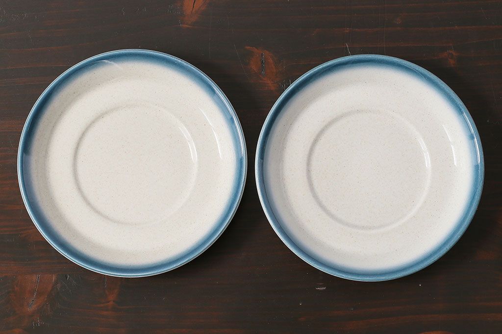 アンティーク雑貨　イギリスビンテージ　WEDGWOOD(ウェッジウッド)　BLUE PACIFIC(ブルーパシフィック)　カップ&ソーサー(洋食器、コーヒーカップ)2客セット