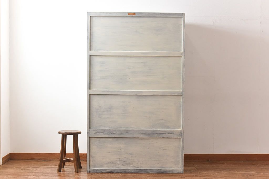 ペイント家具　中古　松本民芸家具　柔らかな色合いが魅力のD型洋服箪笥(ワードローブ、チェスト、キャビネット)