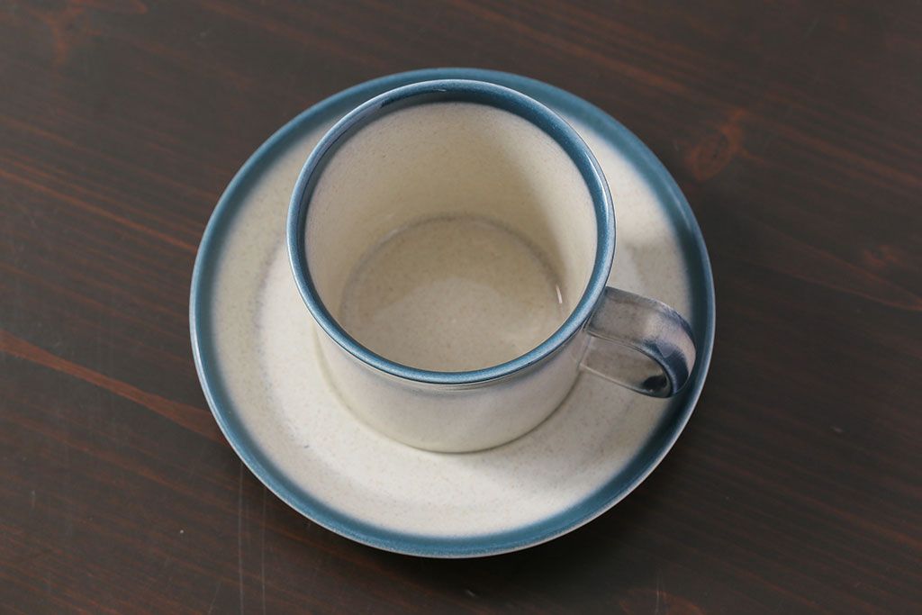 アンティーク雑貨　イギリスビンテージ　WEDGWOOD(ウェッジウッド)　BLUE PACIFIC(ブルーパシフィック)　カップ&ソーサー(洋食器、コーヒーカップ)1客セット