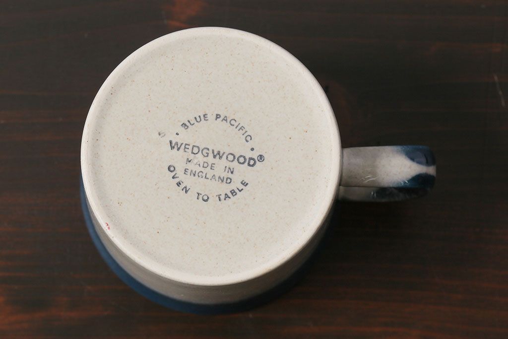 アンティーク雑貨　イギリスビンテージ　WEDGWOOD(ウェッジウッド)　BLUE PACIFIC(ブルーパシフィック)　カップ&ソーサー(洋食器、コーヒーカップ)1客セット