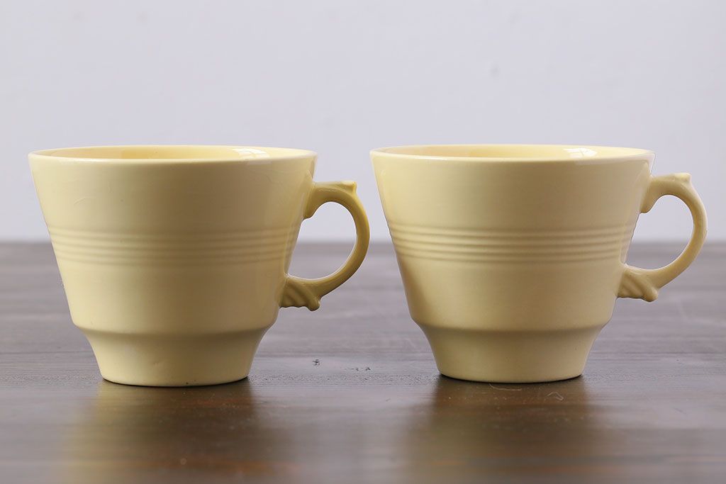 アンティーク雑貨　イギリスビンテージ　Woods ware(ウッズウエア)　Jasmine(ジャスミン)　レトロなトリオ2客セット