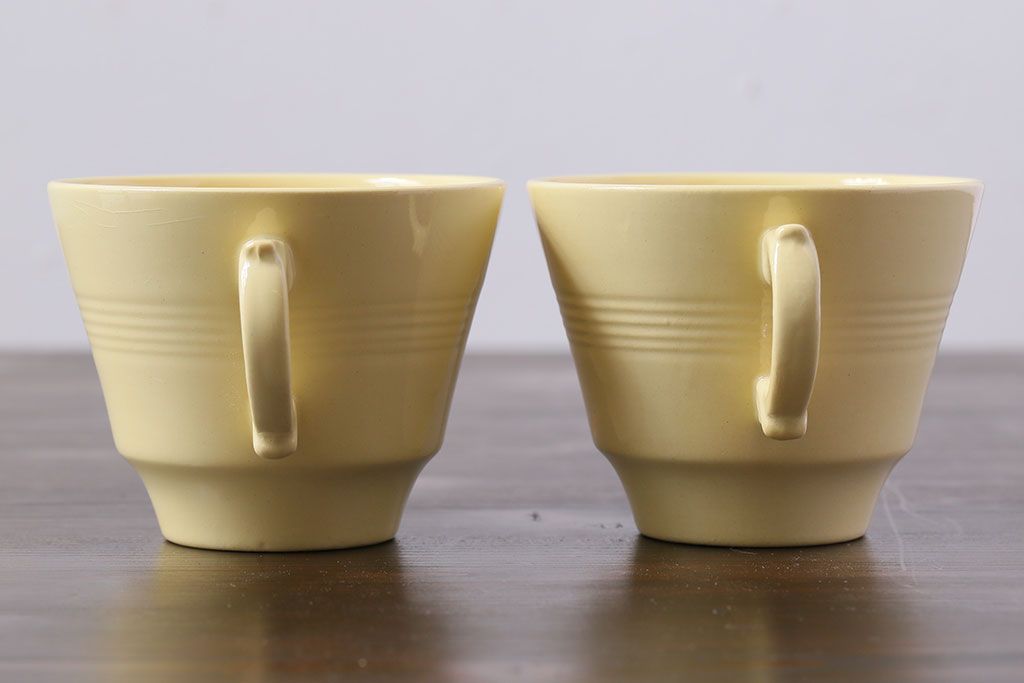 アンティーク雑貨　イギリスビンテージ　Woods ware(ウッズウエア)　Jasmine(ジャスミン)　レトロなトリオ2客セット