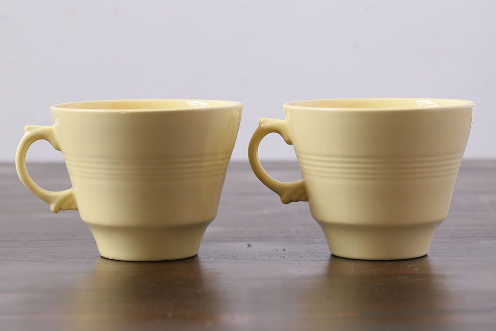 アンティーク雑貨　イギリスビンテージ　Woods ware(ウッズウエア)　Jasmine(ジャスミン)　レトロなトリオ2客セット