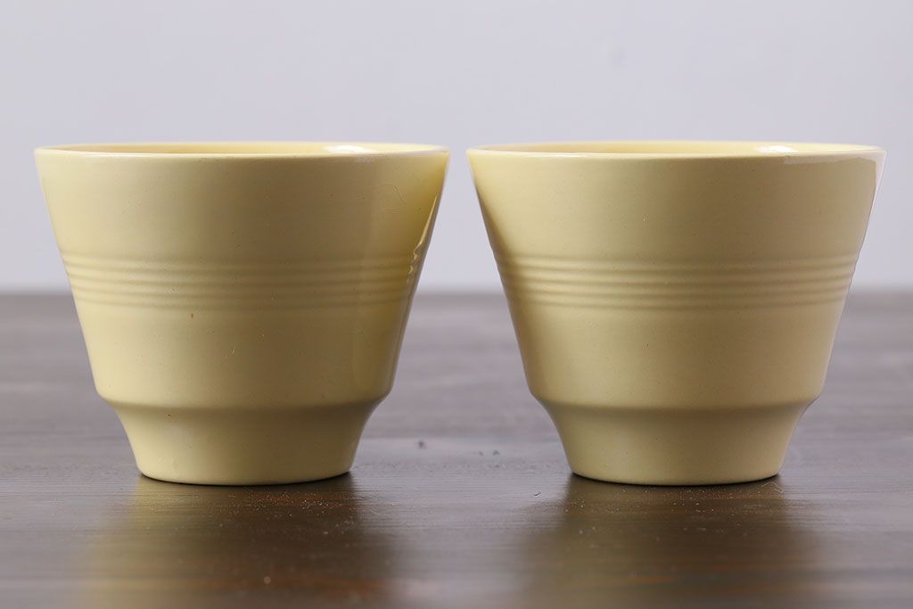アンティーク雑貨　イギリスビンテージ　Woods ware(ウッズウエア)　Jasmine(ジャスミン)　レトロなトリオ2客セット