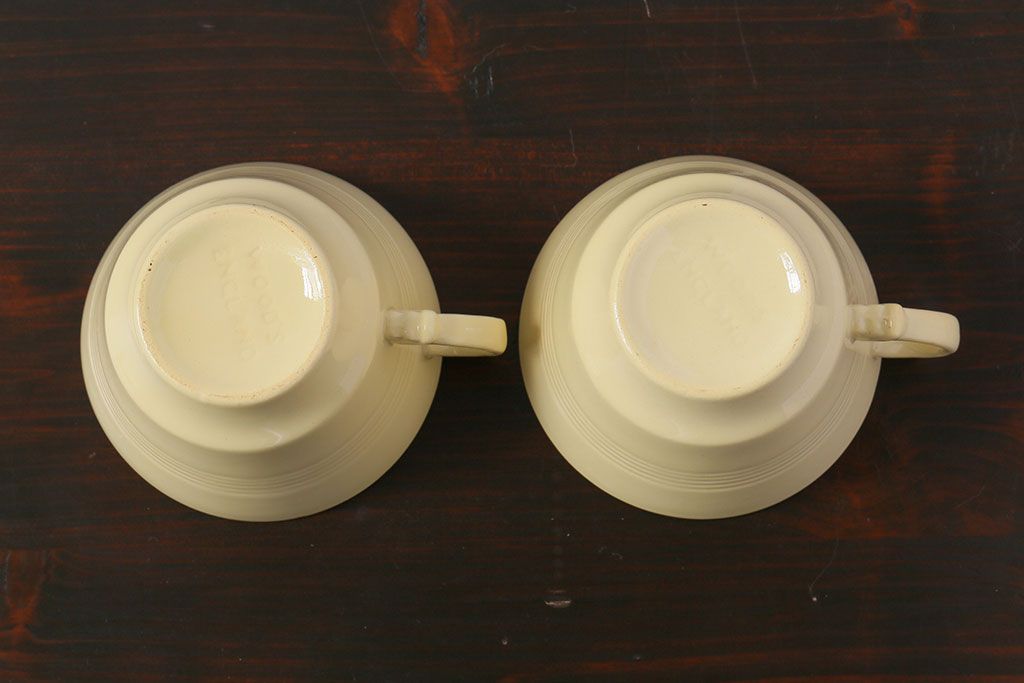 アンティーク雑貨　イギリスビンテージ　Woods ware(ウッズウエア)　Jasmine(ジャスミン)　レトロなトリオ2客セット