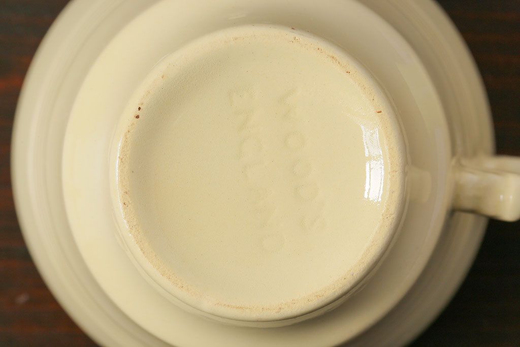アンティーク雑貨　イギリスビンテージ　Woods ware(ウッズウエア)　Jasmine(ジャスミン)　レトロなトリオ2客セット