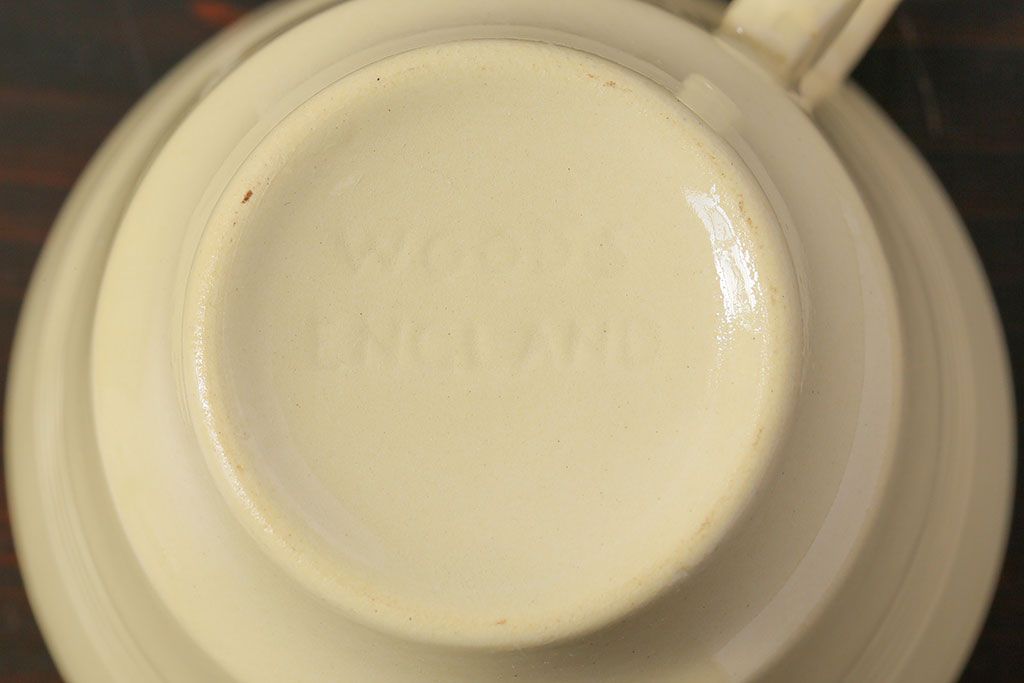 アンティーク雑貨　イギリスビンテージ　Woods ware(ウッズウエア)　Jasmine(ジャスミン)　レトロなトリオ2客セット